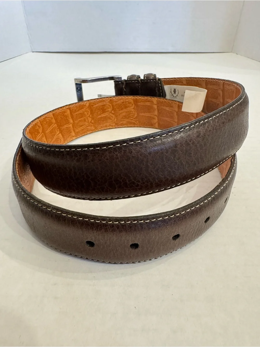 Martin Dingman Bill Water Buffalo Leather Belt Brown 30 USA Handcrafted 40395